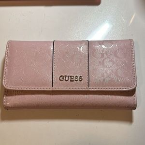 Guess Factory Women's Ware Patent Logo Slim Wallet - Blush